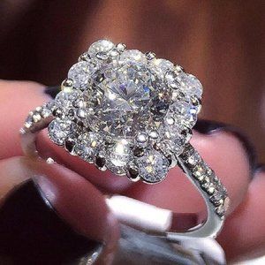 ❤Spirit Round Radiant Zircon Lovers Luxury Wedding Rings for Women,MARR9094